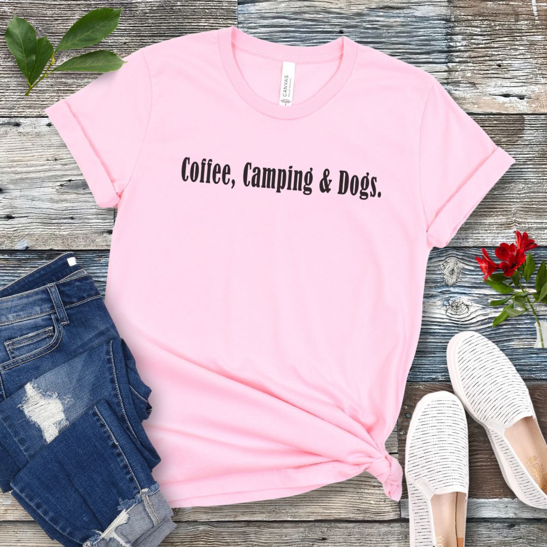 Coffee Camping & Dogs Minimalist T-Shirt
