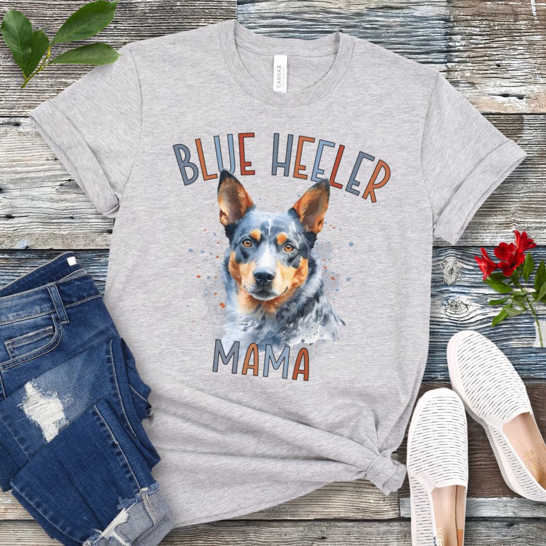 Watercolor Blue Heeler Mama T-Shirt