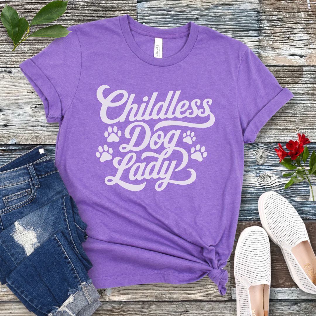Childless Dog Lady Typography T-Shirt