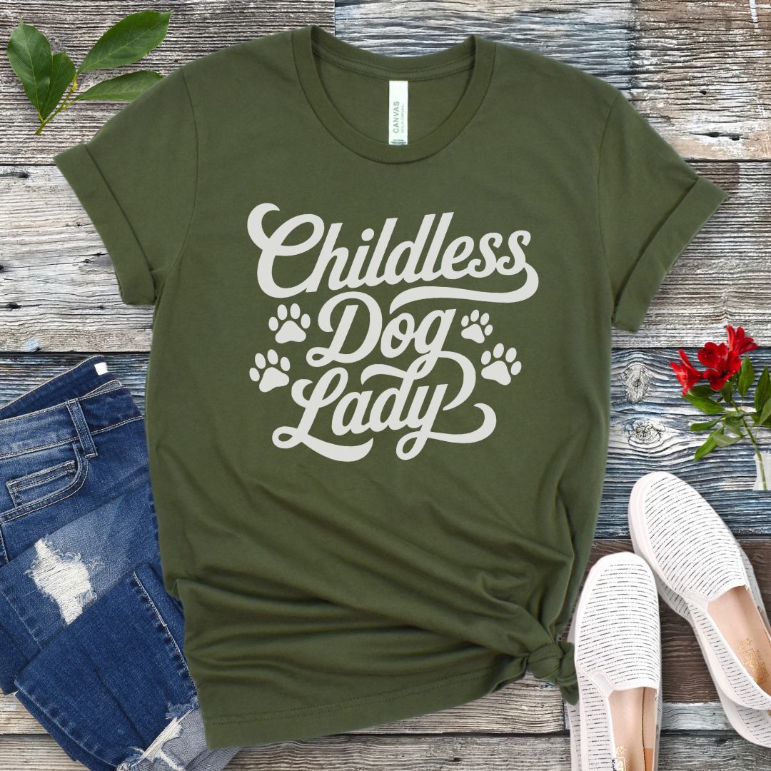 Childless Dog Lady Typography T-Shirt