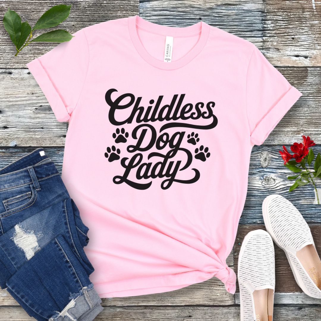 Childless Dog Lady Typography T-Shirt
