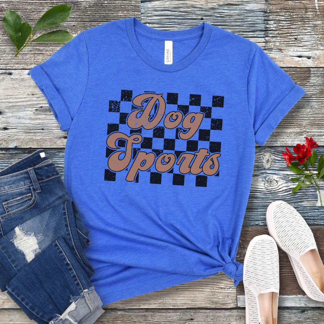 Dog Sports Retro Checkered T-Shirt