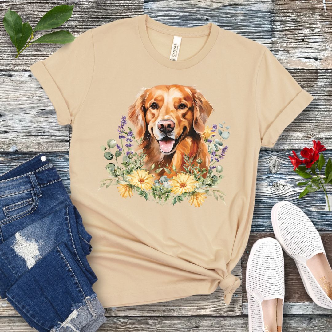 Golden Retriever in Flowers T-Shirt