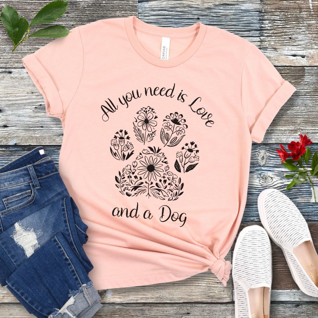 Floral Love & A Dog T-Shirt