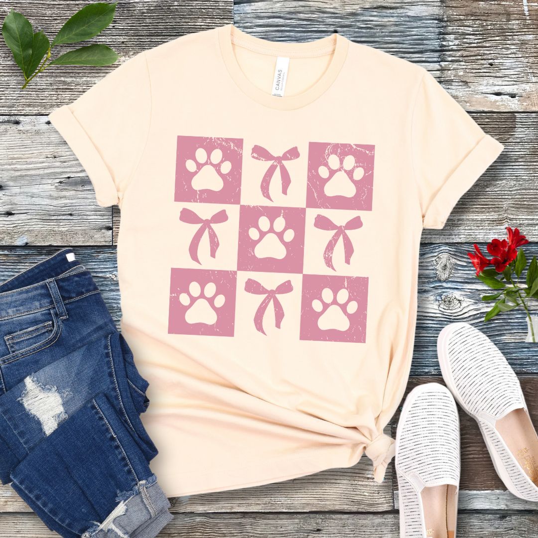 Checkered Coquette Dog T-Shirt
