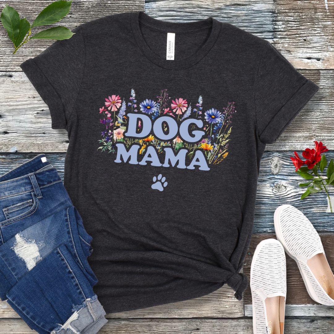 Delicate Floral Dog Mama T-Shirt