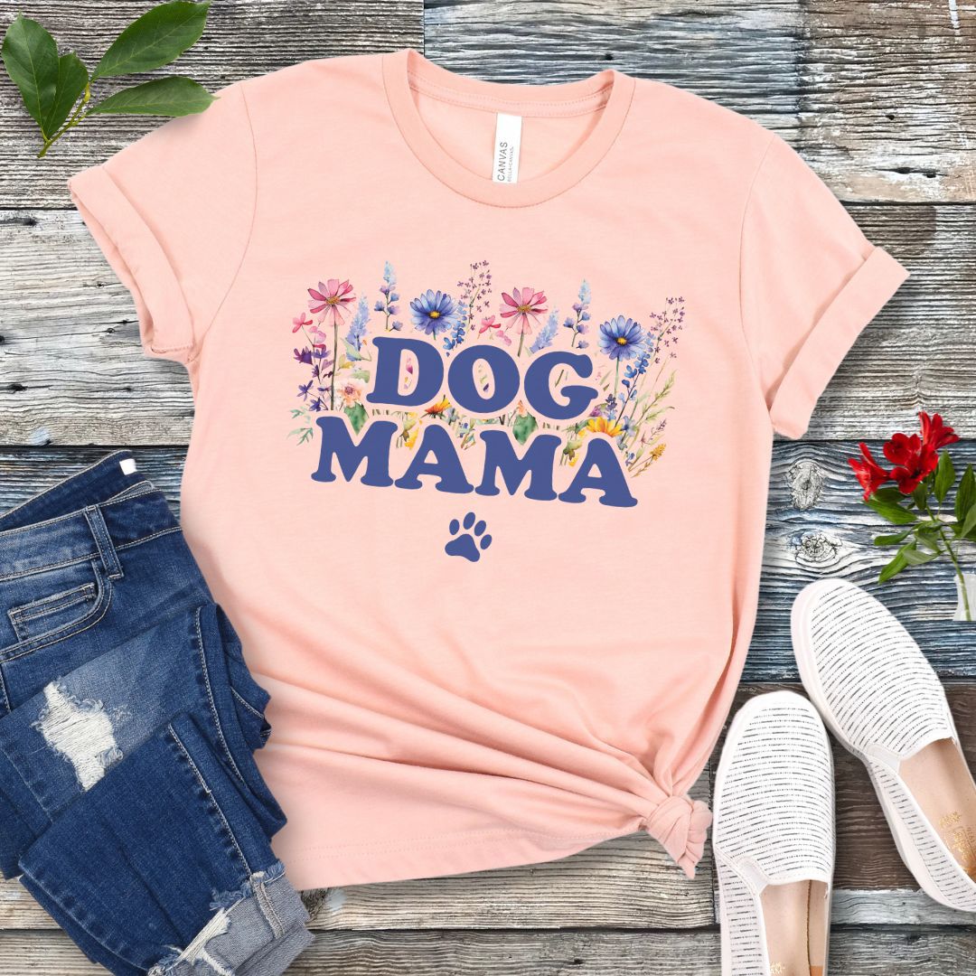 Delicate Floral Dog Mama T-Shirt