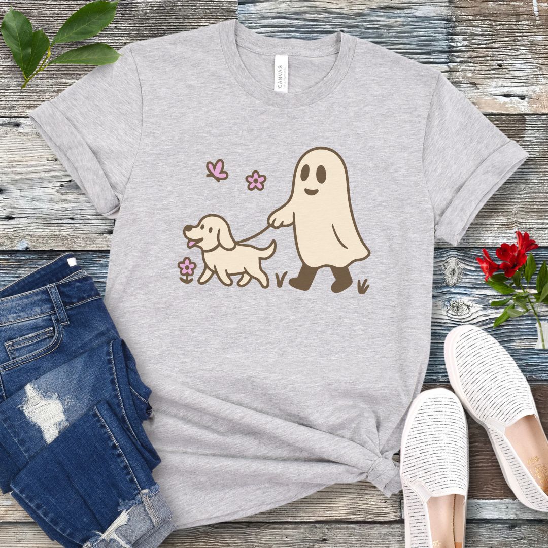 Ghostly Dog Walking T-Shirt