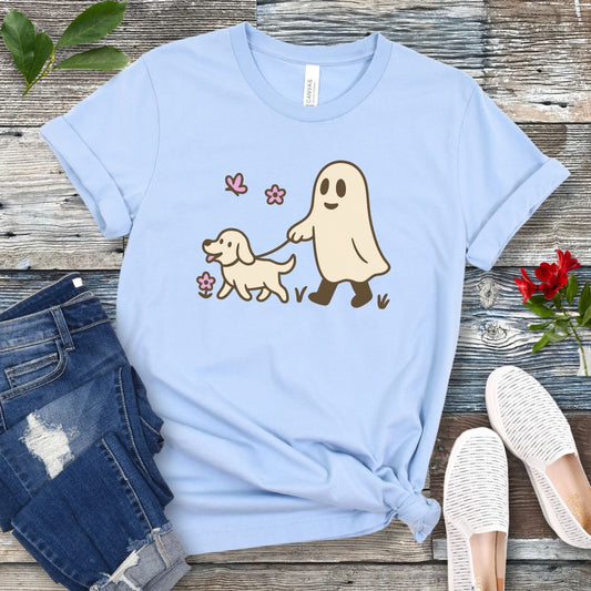 Ghostly Dog Walking T-Shirt