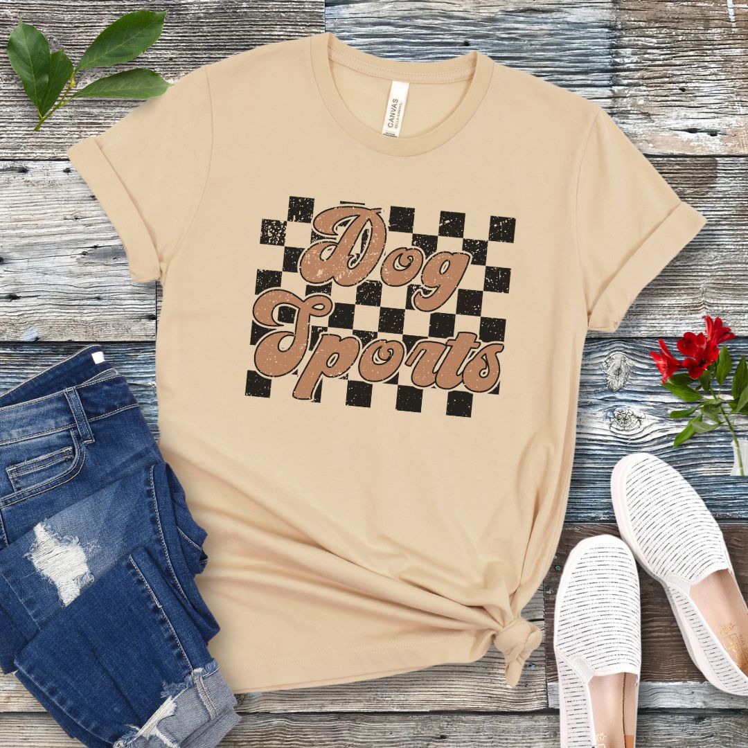 Dog Sports Retro Checkered T-Shirt