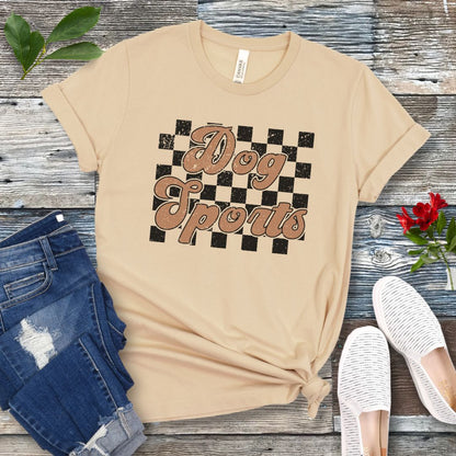 Dog Sports Retro Checkered T-Shirt