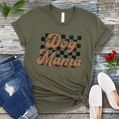 Checkered Dog Mama T-Shirt