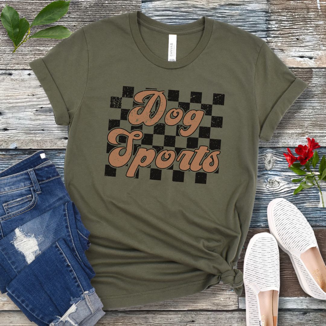 Dog Sports Retro Checkered T-Shirt