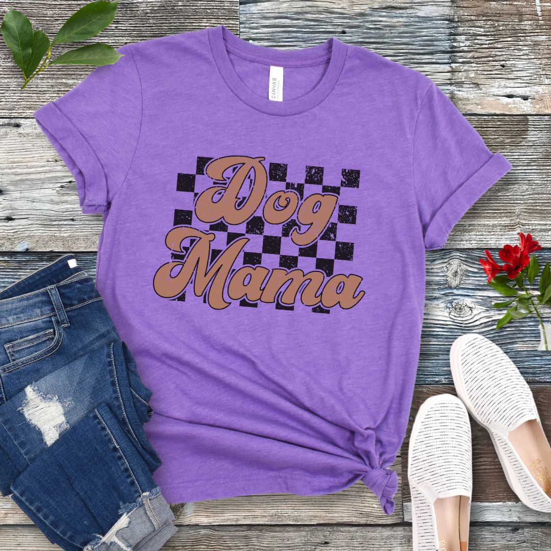 Checkered Dog Mama T-Shirt