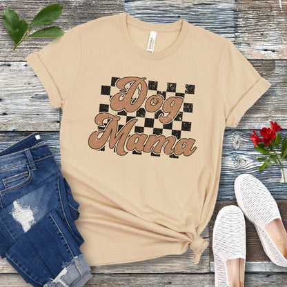 Checkered Dog Mama T-Shirt