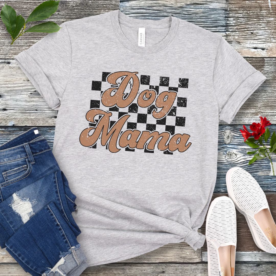Checkered Dog Mama T-Shirt