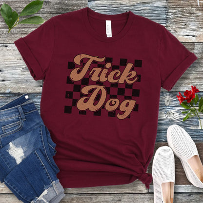 Retro Checkered Trick Dog T-Shirt