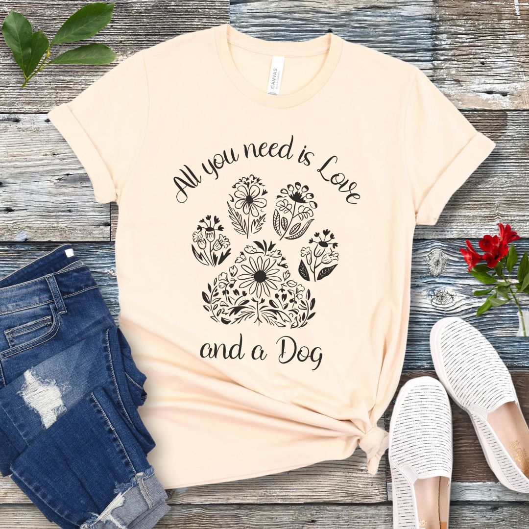 Floral Love & A Dog T-Shirt