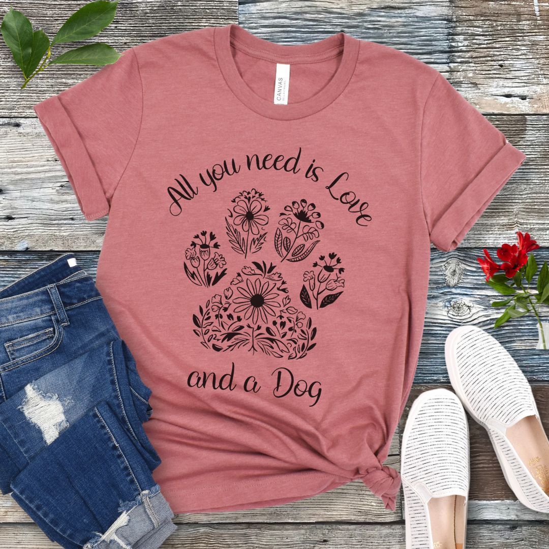 Floral Love & A Dog T-Shirt